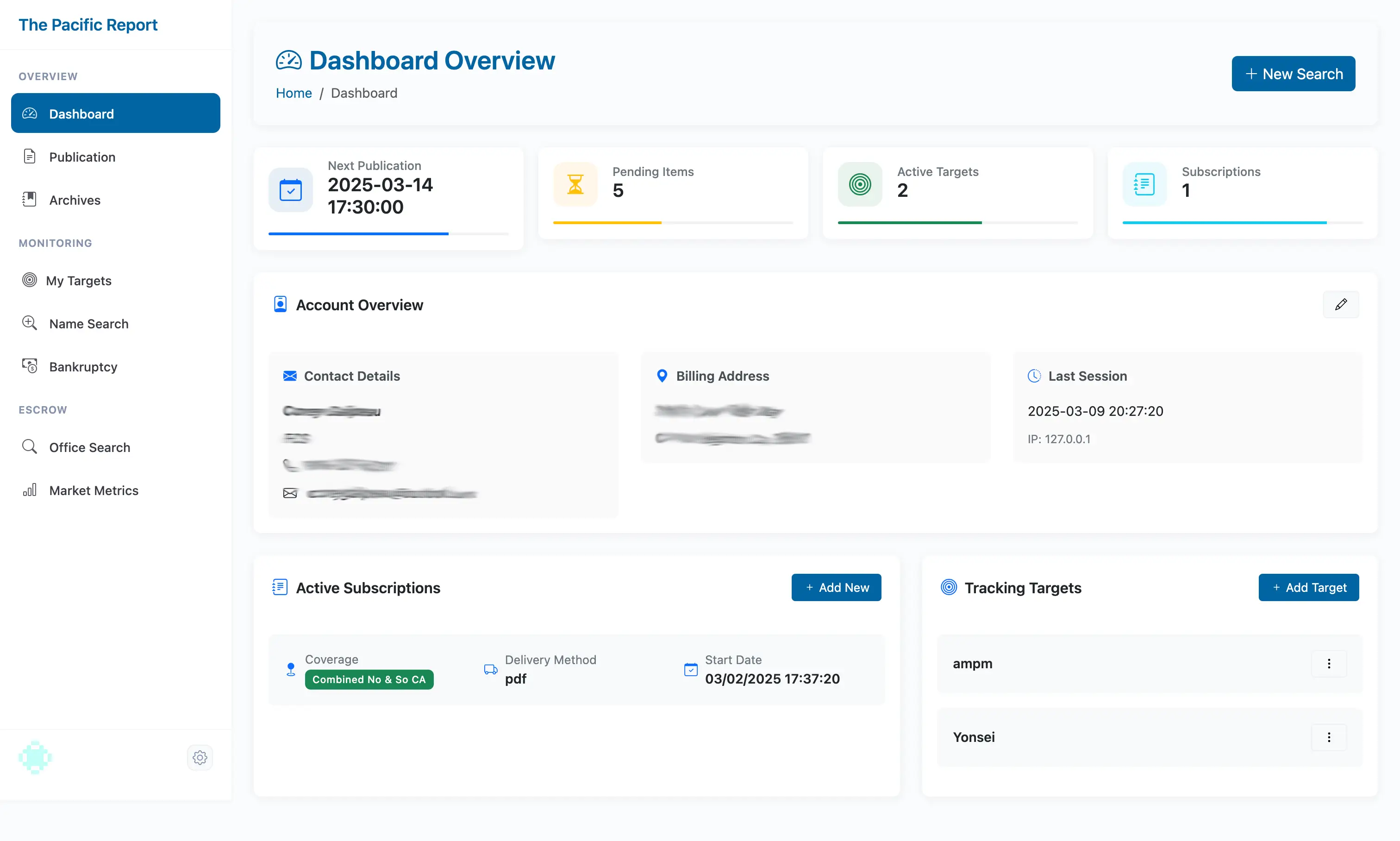 Main Dashboard